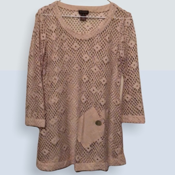 Multiple crochet tunic, ecru, sz small - Picture 1 of 10